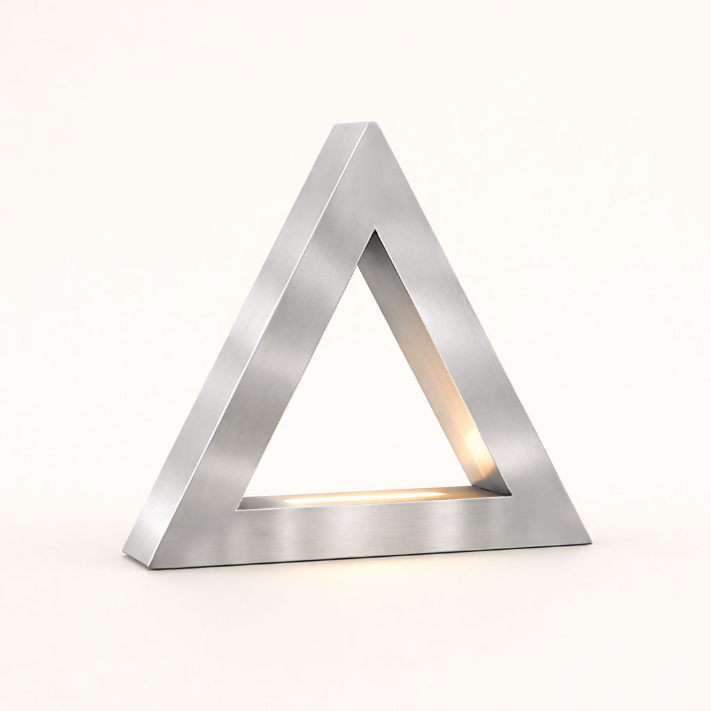 Silver Finish Handcrafted Oak Triangular Lamp