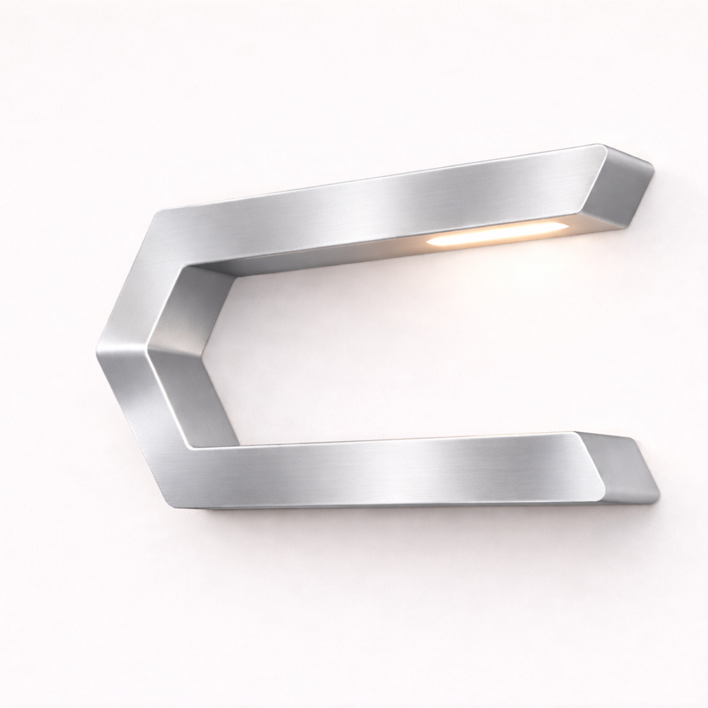 Silver Finish Handcrafted Oak Rotatable C-Shaped Wooden LED Lamp