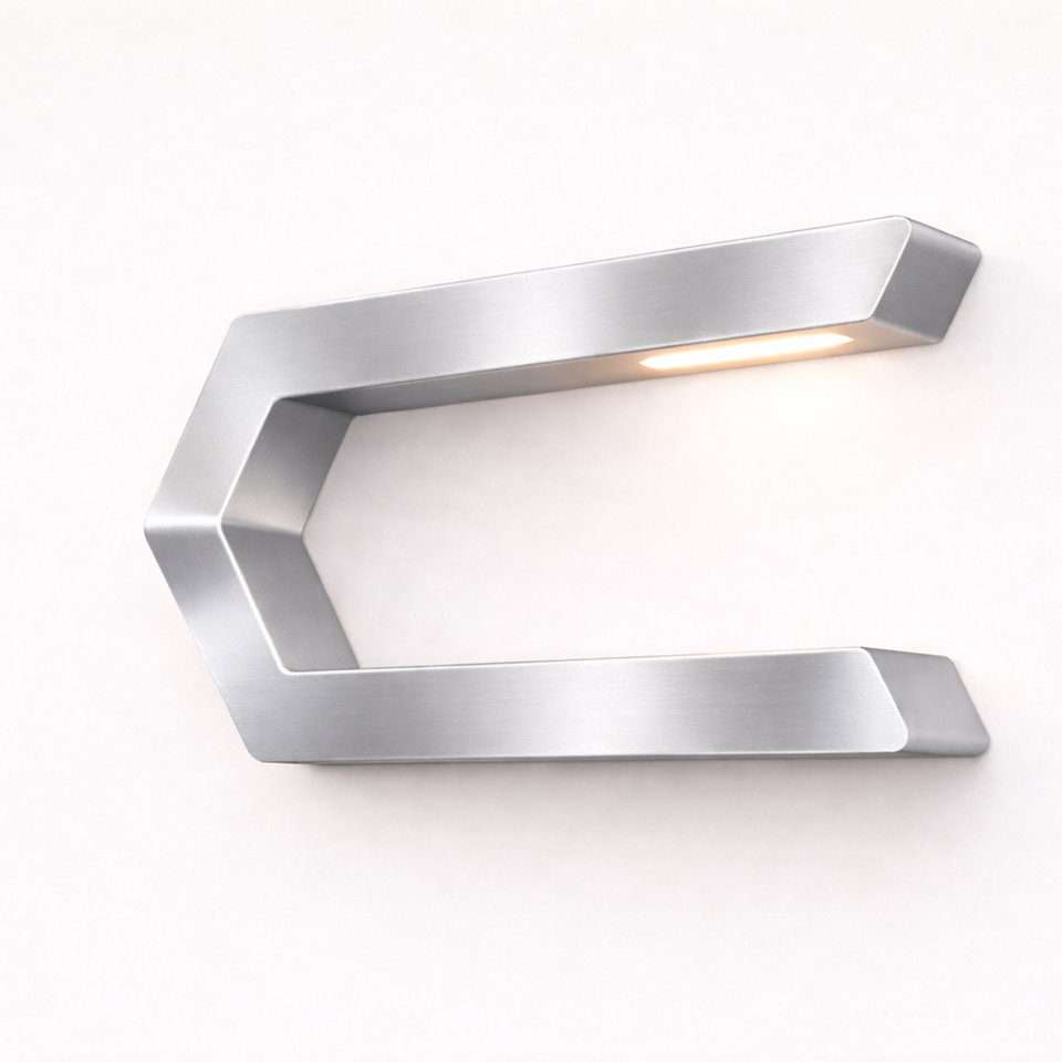 Silver Finish Handcrafted Oak Rotatable C-Shaped Wooden LED Lamp