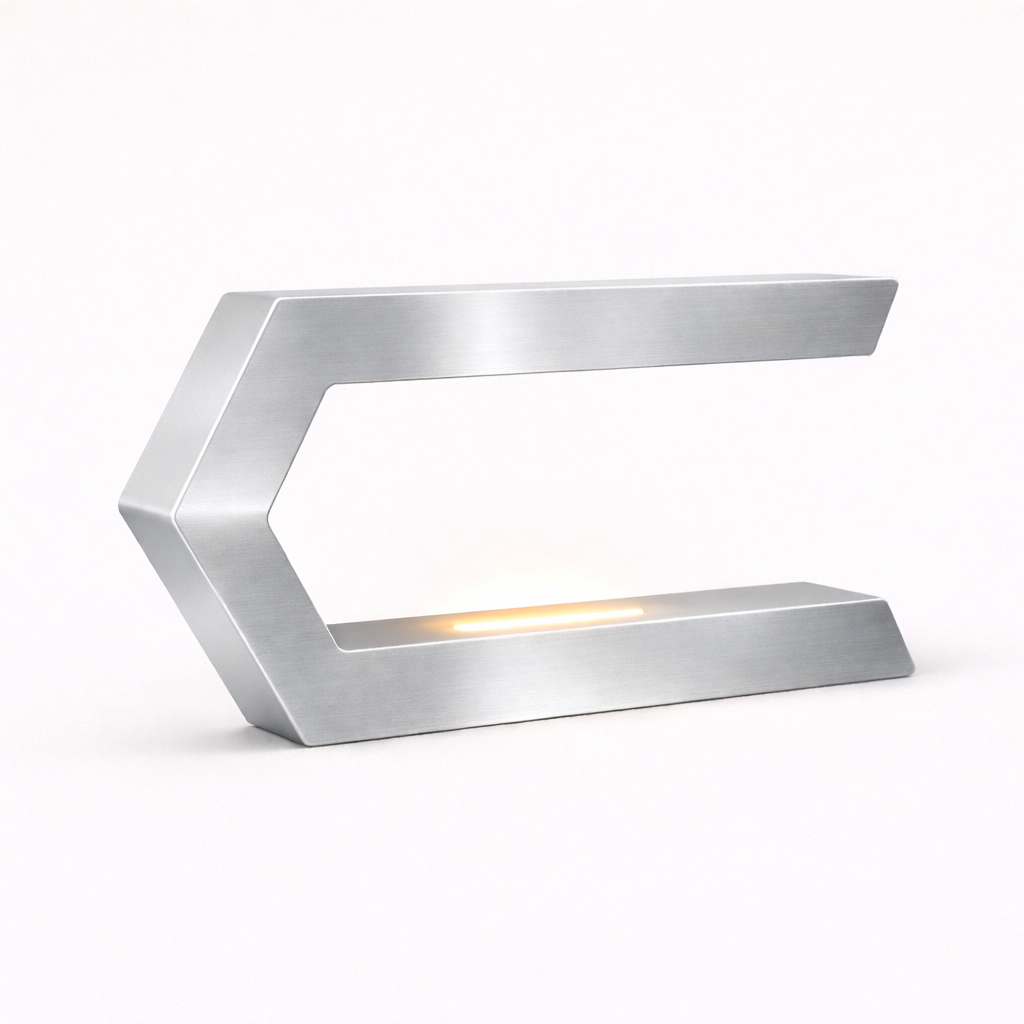Silver Finish Handcrafted Oak Rotatable C-Shaped Wooden LED Lamp