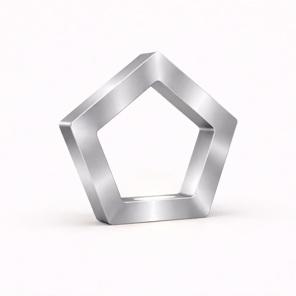 Silver Finish Handcrafted Oak Pentagon Wooden LED Lamp