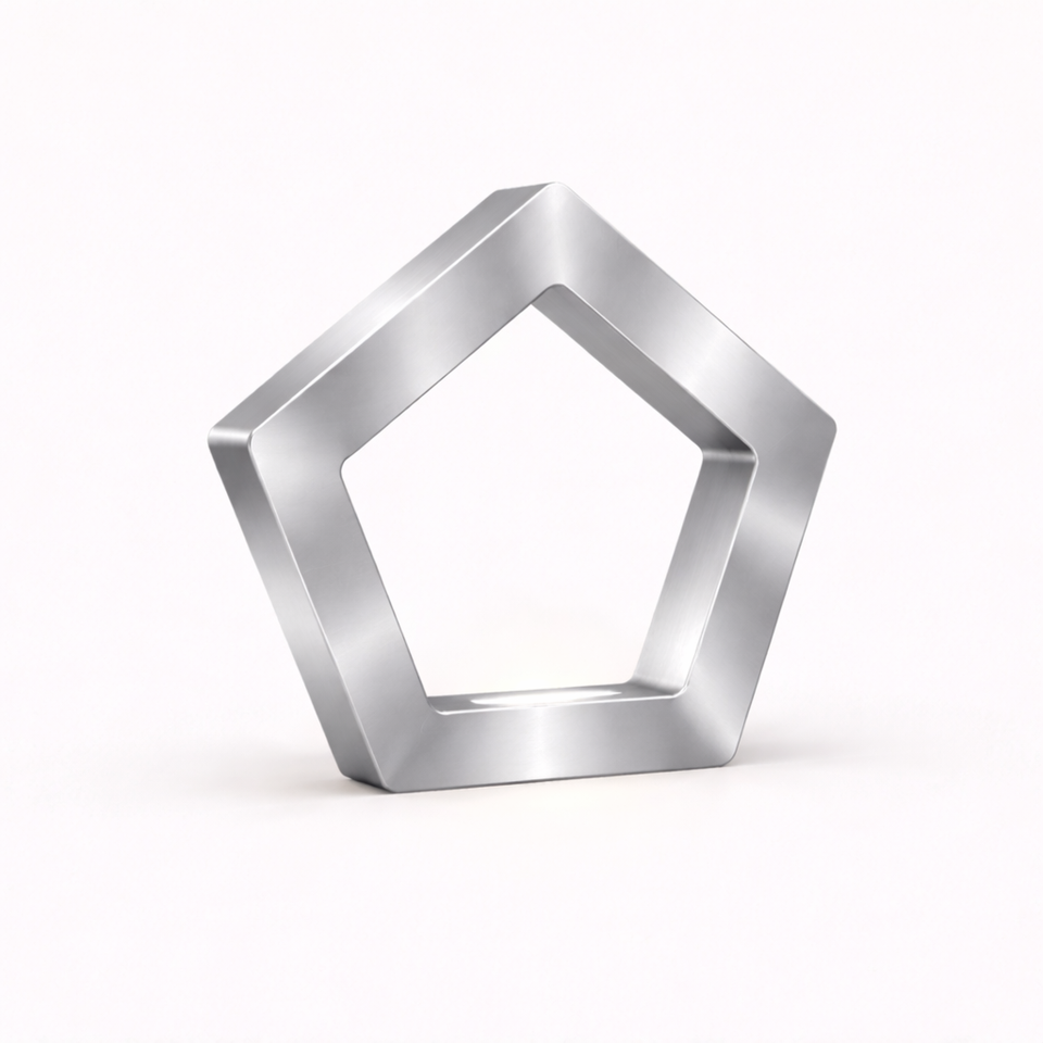 Silver Finish Handcrafted Oak Pentagon Wooden LED Lamp