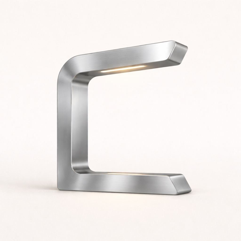 Silver Finish Handcrafted Oak Rotatable Wooden C-Shaped Lamp