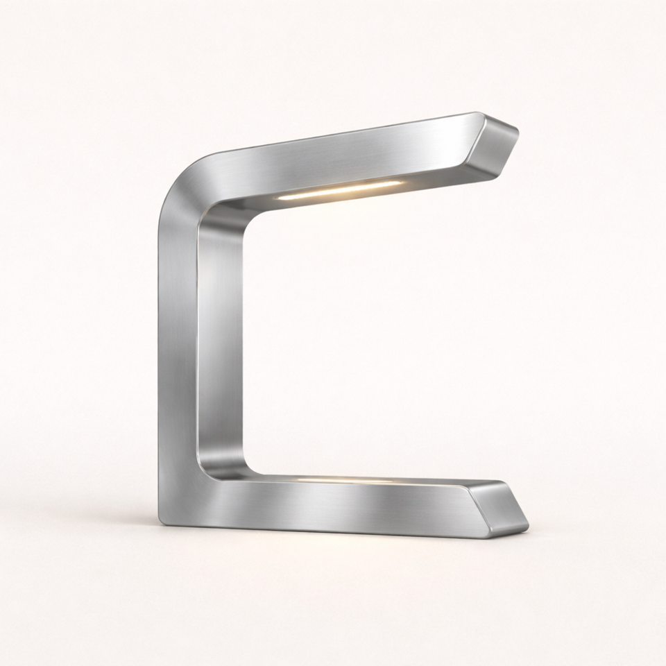 Silver Finish Handcrafted Oak Rotatable Wooden C-Shaped Lamp