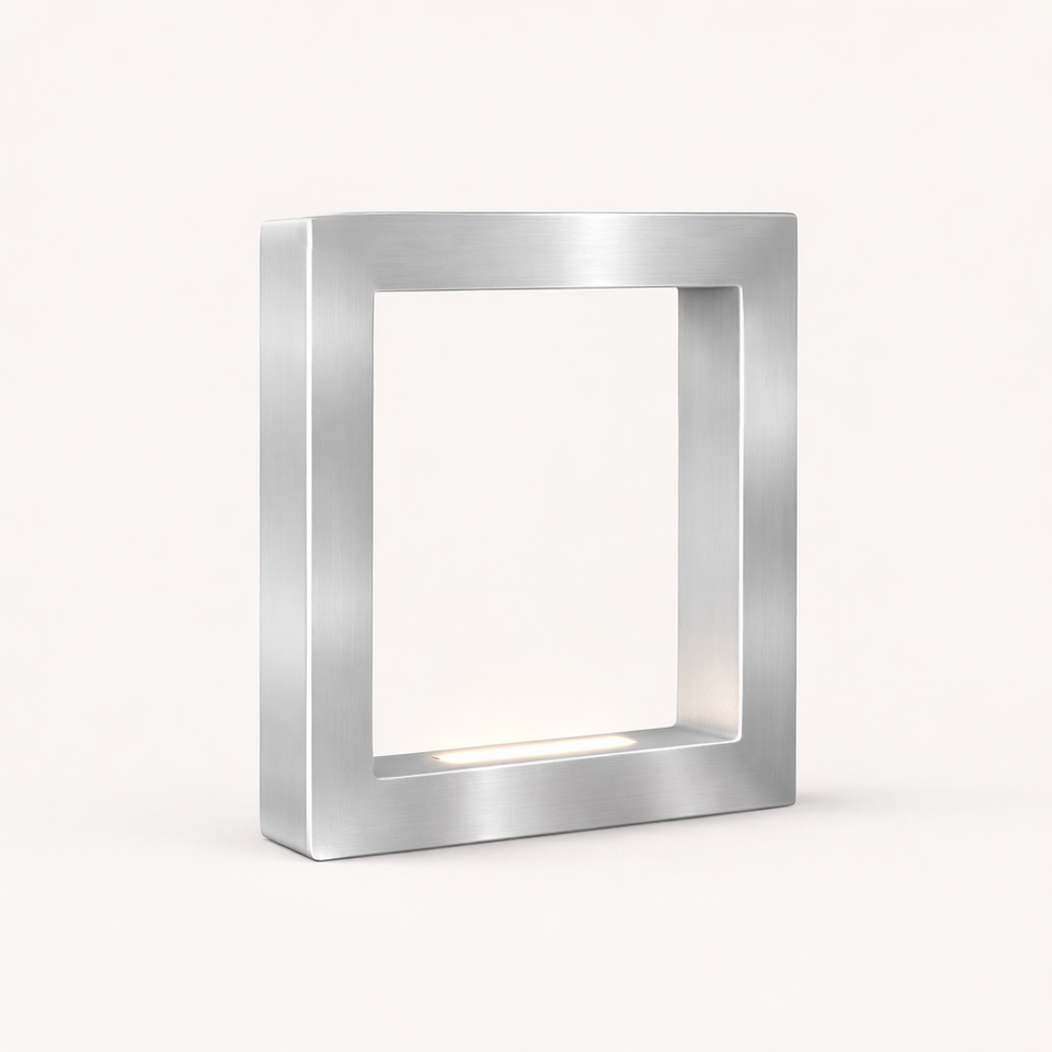 Silver Finish Handcrafted Oak Rotatable Square Wooden LED Desk Lamp