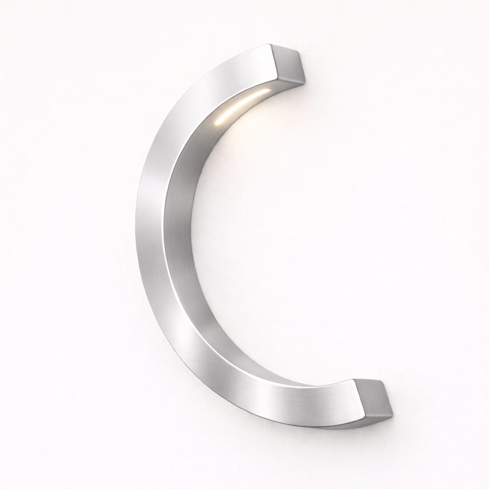 Silver Finish Handcrafted Oak C-Curved Wooden Desk Lamp