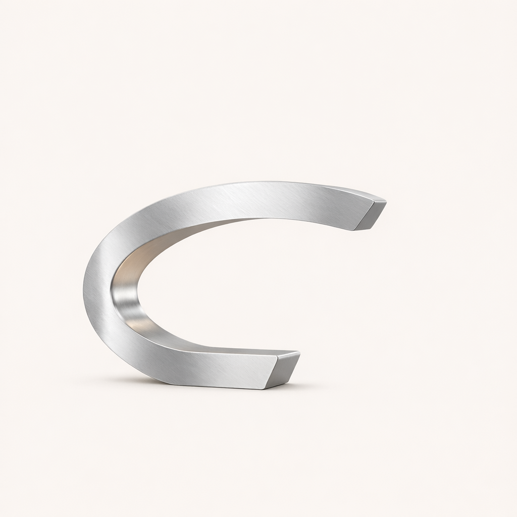 Silver Finish Oak C-shaped Curved Wood Lamp