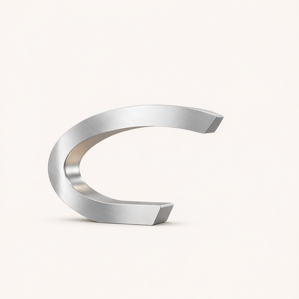 Silver Finish Oak C-shaped Curved Wood Lamp