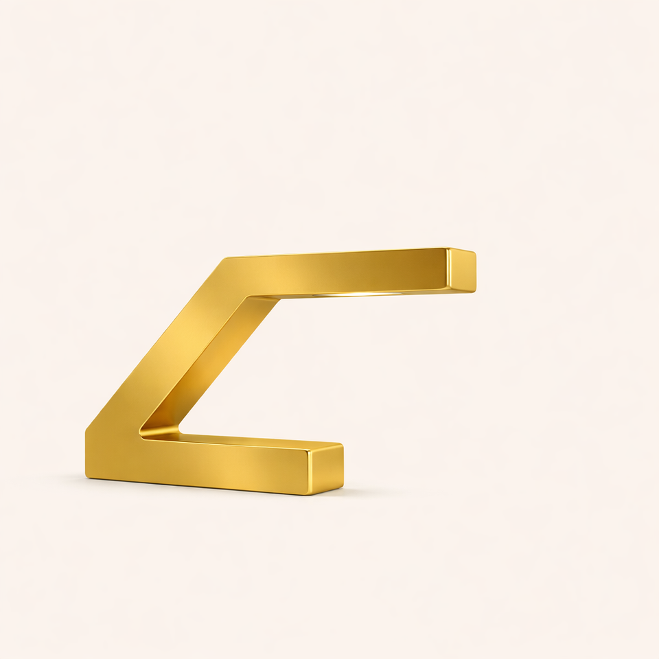 Gold Finish Handcrafted Oak Z-Shaped Lamp