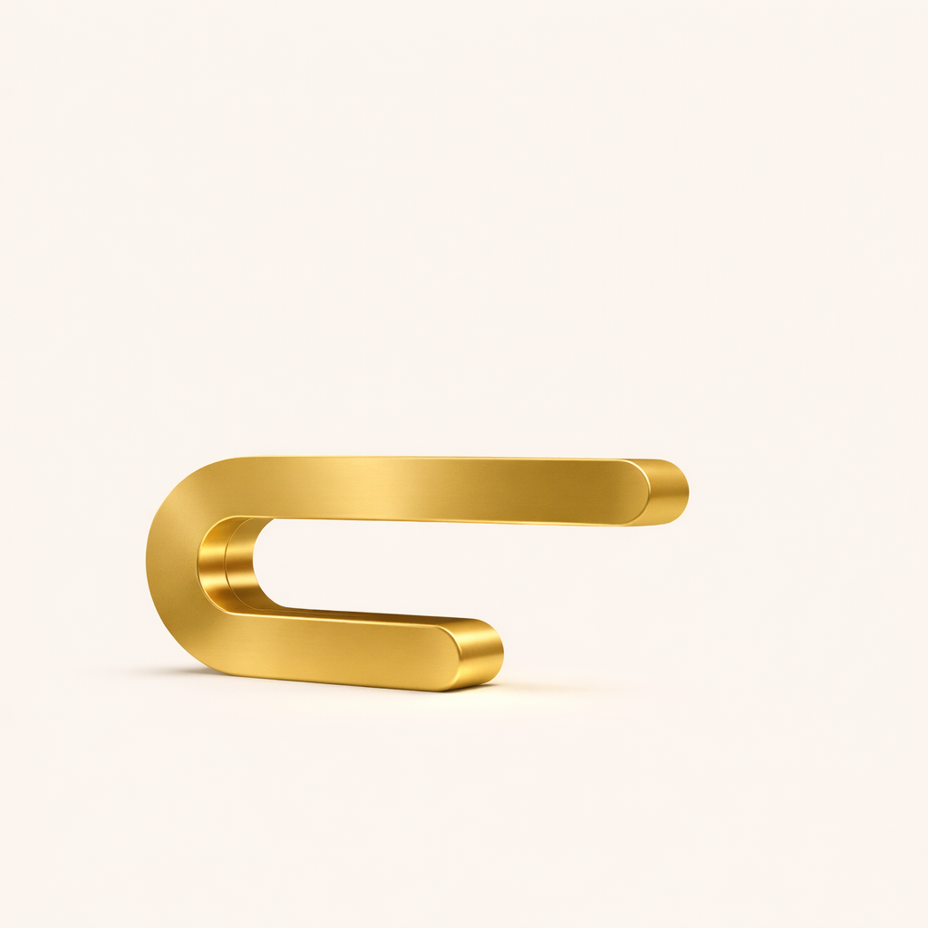 Gold Finish Handcrafted Oak U-Shape Curved Lamp