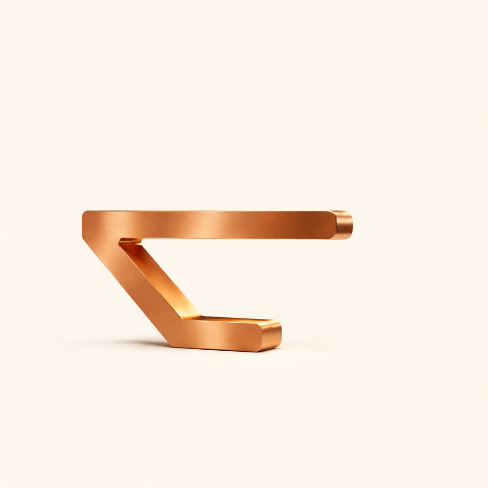 Copper Finish Handcrafted Oak Geometric Wooden Lamp