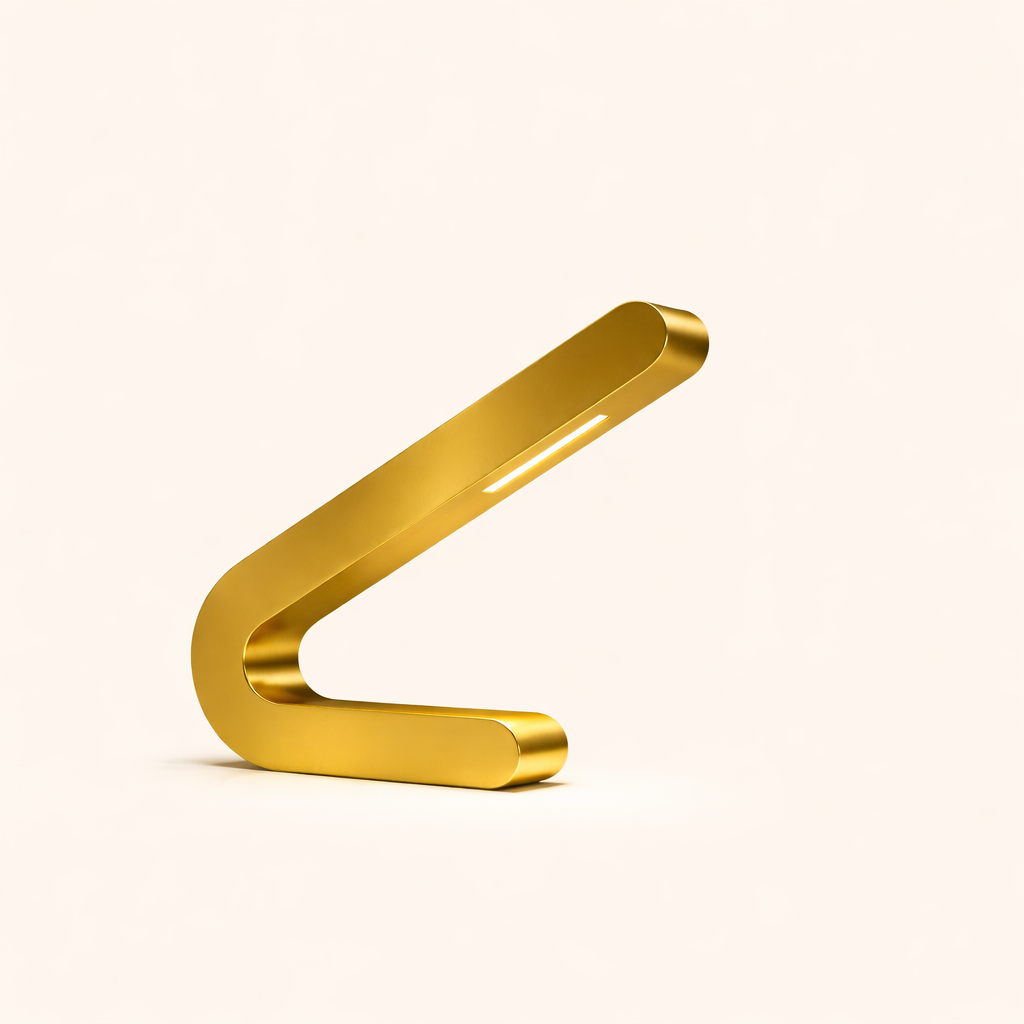 Handcrafted Gold Finish Oak Angled Wooden Lamp