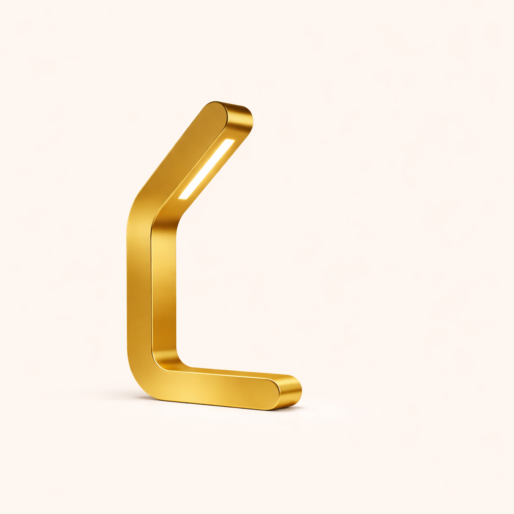 Handcrafted Gold Finish Oak Curved Wooden LED Lamp