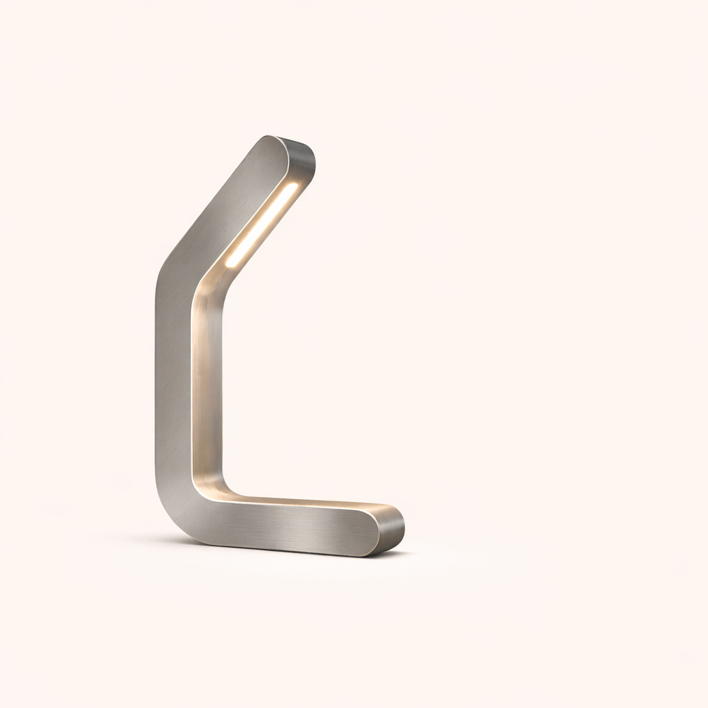 Silver Finish Handcrafted Oak Curved Wooden LED Lamp