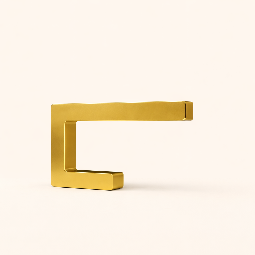 Handcrafted Gold Finish Oak C-Shaped Wooden Lamp