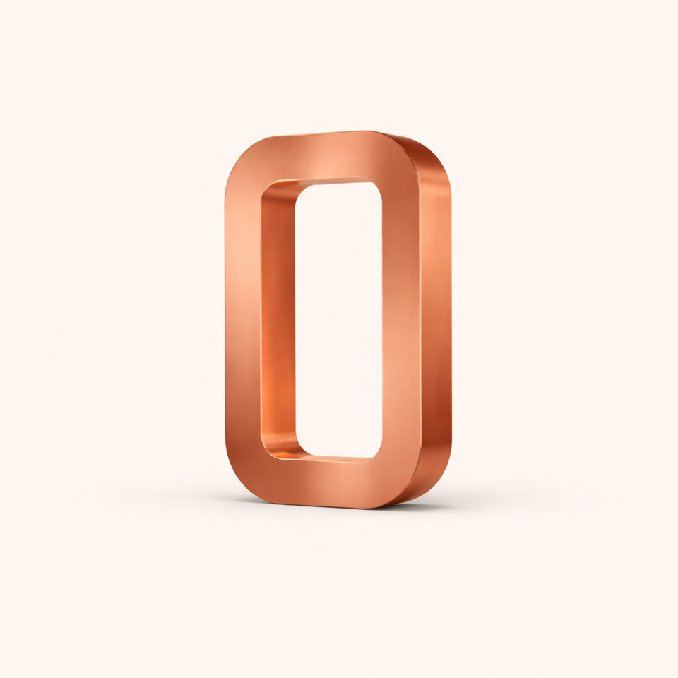 Copper-finish rectangular lamp by WOOM, standing upright with smooth, rounded edges.