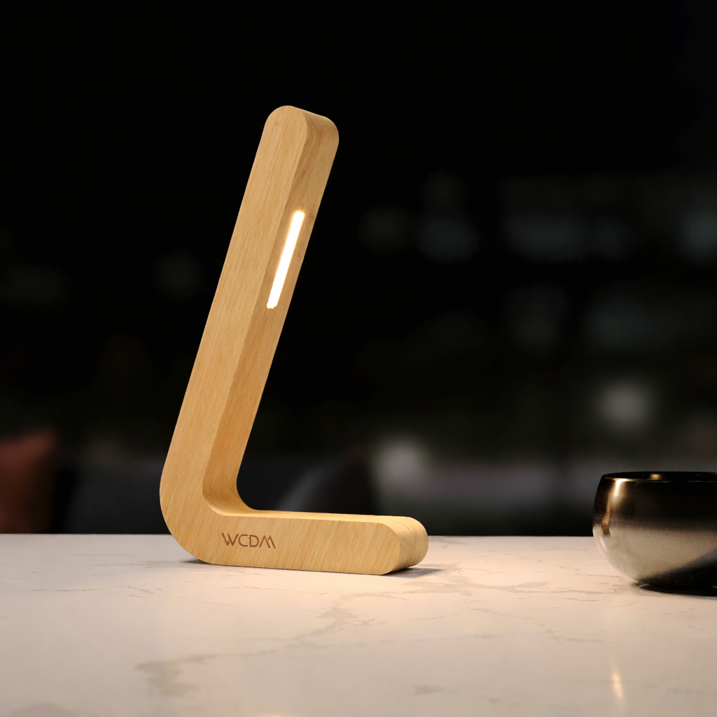 Handcrafted L-Shaped Modern Wooden Lamp