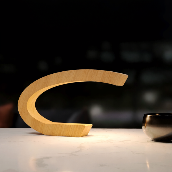 Oak C-shaped Curved Design Wood Lamp