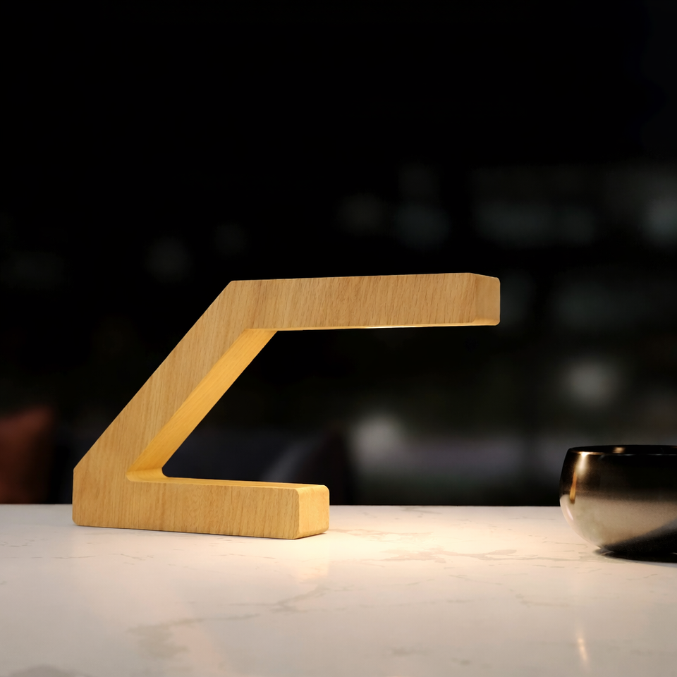 Handcrafted Oak Z-Shaped Design Lamp