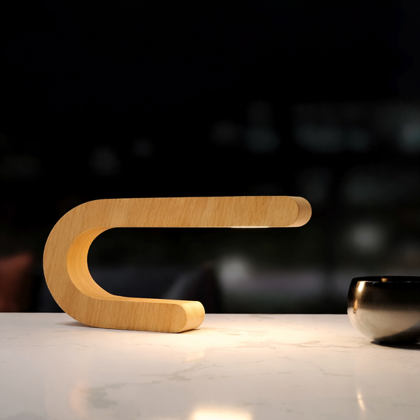 Handcrafted Oak U-Shape Curved Lamp – Wooden LED Light