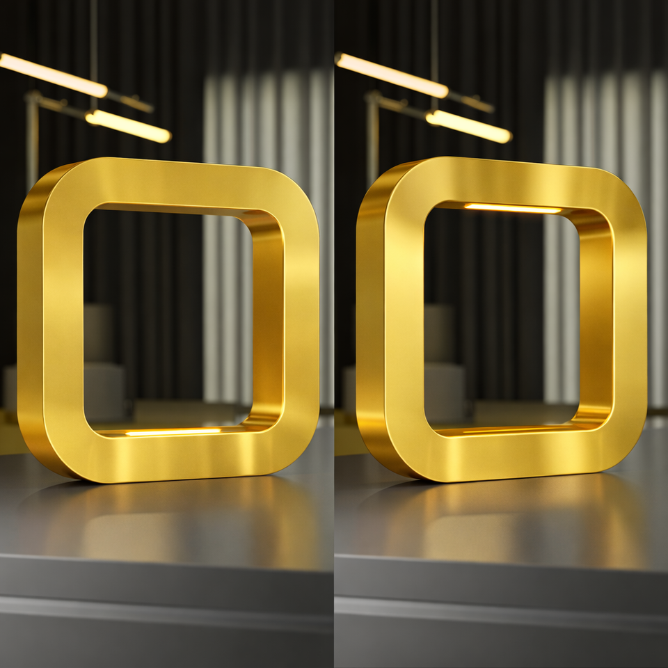 Handcrafted Gold Finish Oak Rotatable Square Wooden Lamp