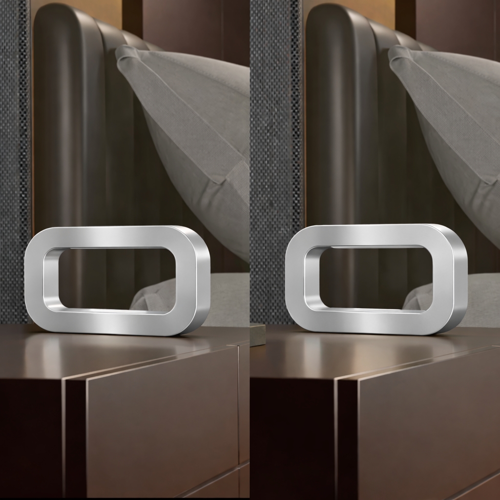 Silver Finish Handcrafted Oak Rotatable Rectangular Wooden Lamp