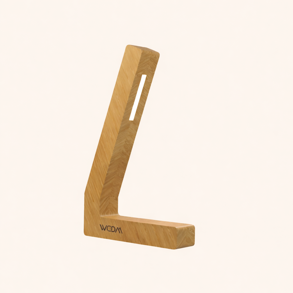 Handcrafted Oak L-Shaped LED Lamp – Minimalist Desk Light