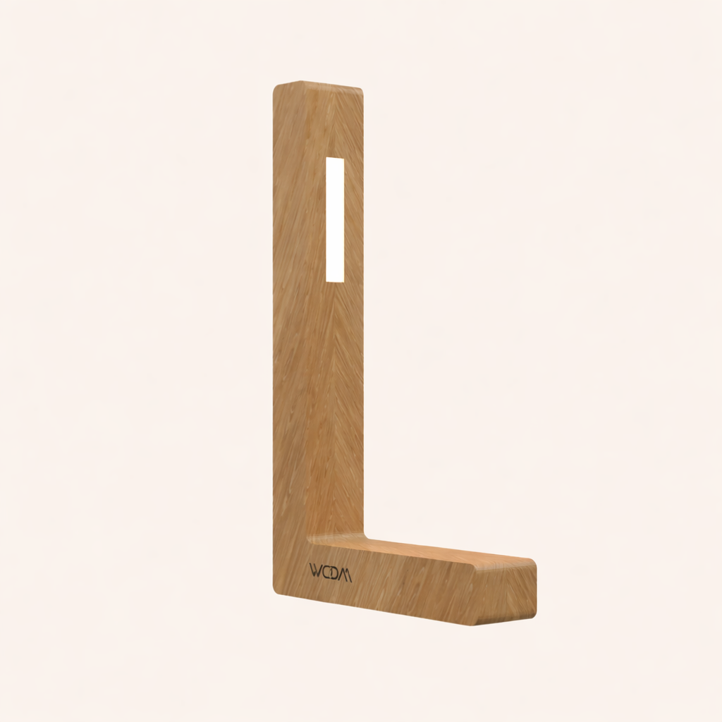 Oak L-Shaped Contemporary Wooden Desk Lamp