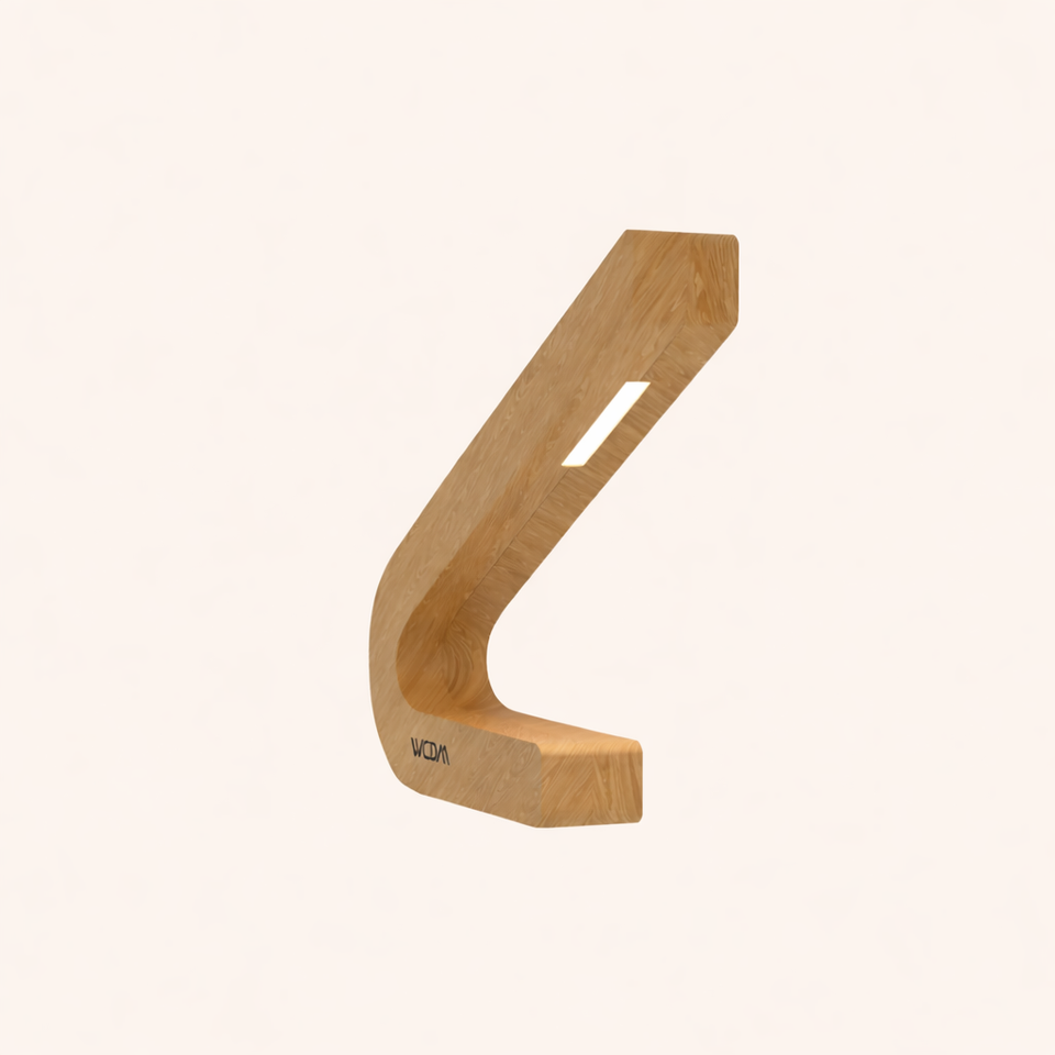 Handcrafted Design Oak Curved LED Lamp