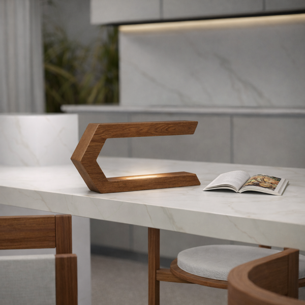 Walnut Rotatable C-Shaped LED Lamp – Minimalist Wooden Light