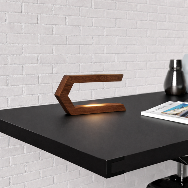 Walnut Rotatable C-Shaped LED Lamp – Minimalist Wooden Light