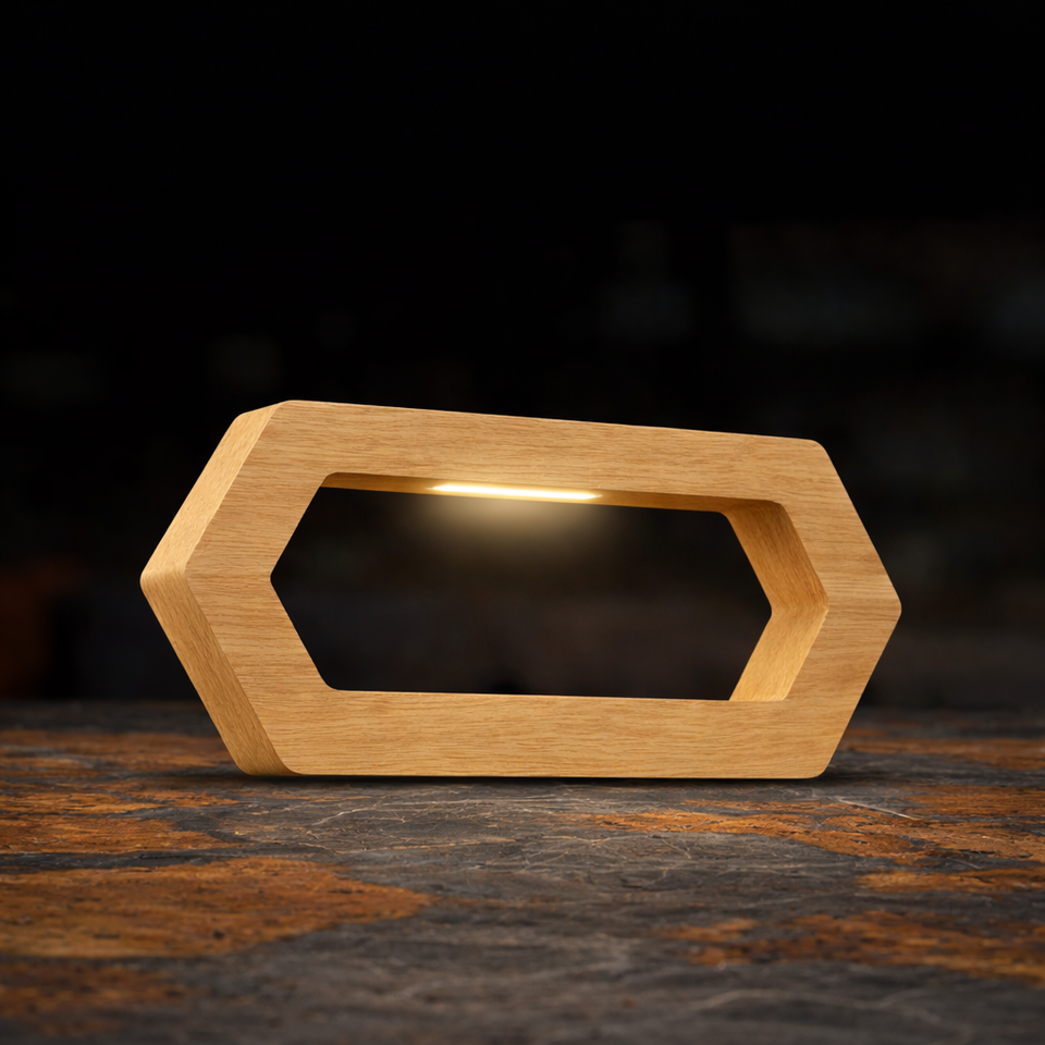 Handcrafted Oak Rotatable Hexagon LED Lamp