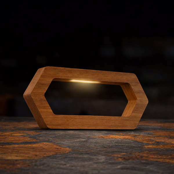 Handcrafted Walnut Rotatable Hexagon Wooden LED Lamp
