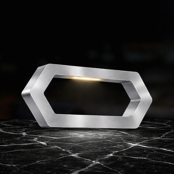 Silver Finish Handcrafted Oak Rotatable Hexagon LED Lamp
