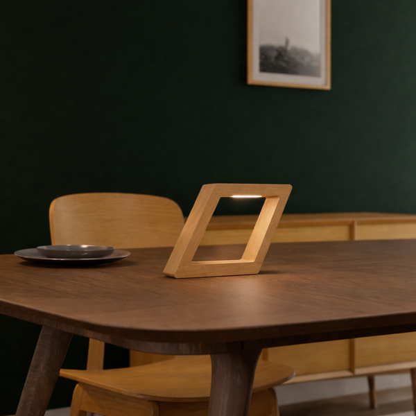 Handcrafted Oak Rotatable Square Wooden LED Desk Lamp