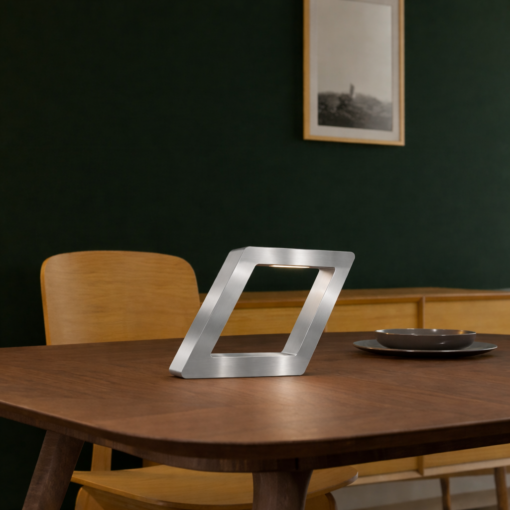 Silver Finish Handcrafted Oak Rotatable Square Wooden Lamp