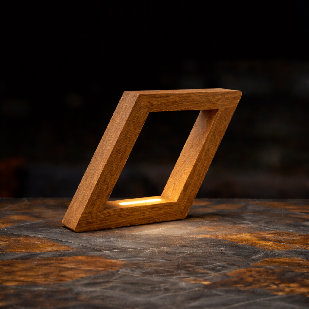 Handcrafted Walnut Rotatable Square Wooden LED Lamp