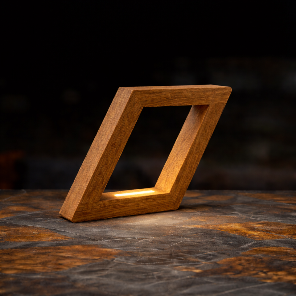 Handcrafted Walnut Rotatable Square Wooden LED Lamp