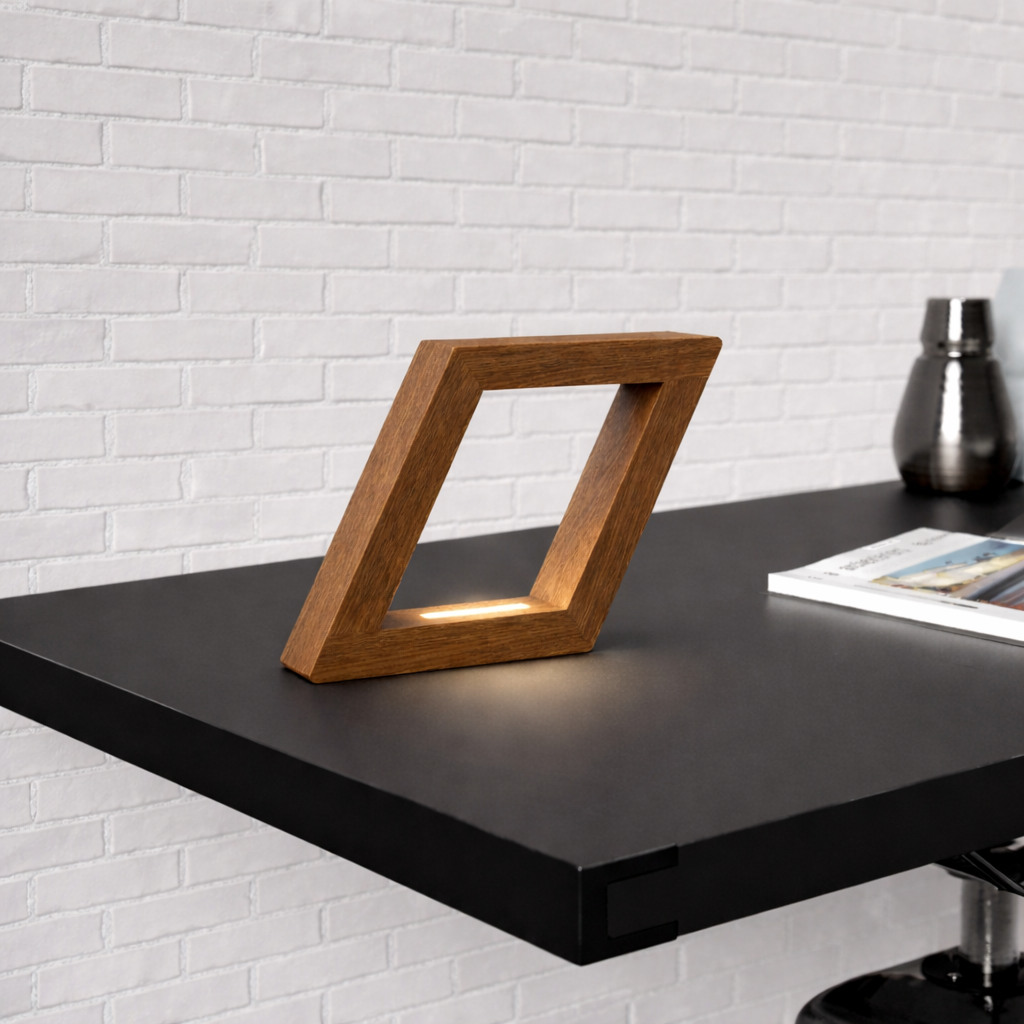 Handcrafted Walnut Rotatable Square Wooden LED Lamp