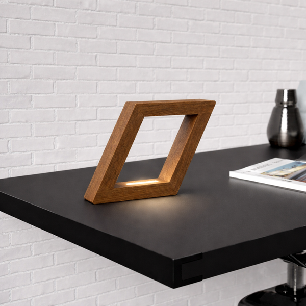 Handcrafted Walnut Rotatable Square Wooden LED Lamp