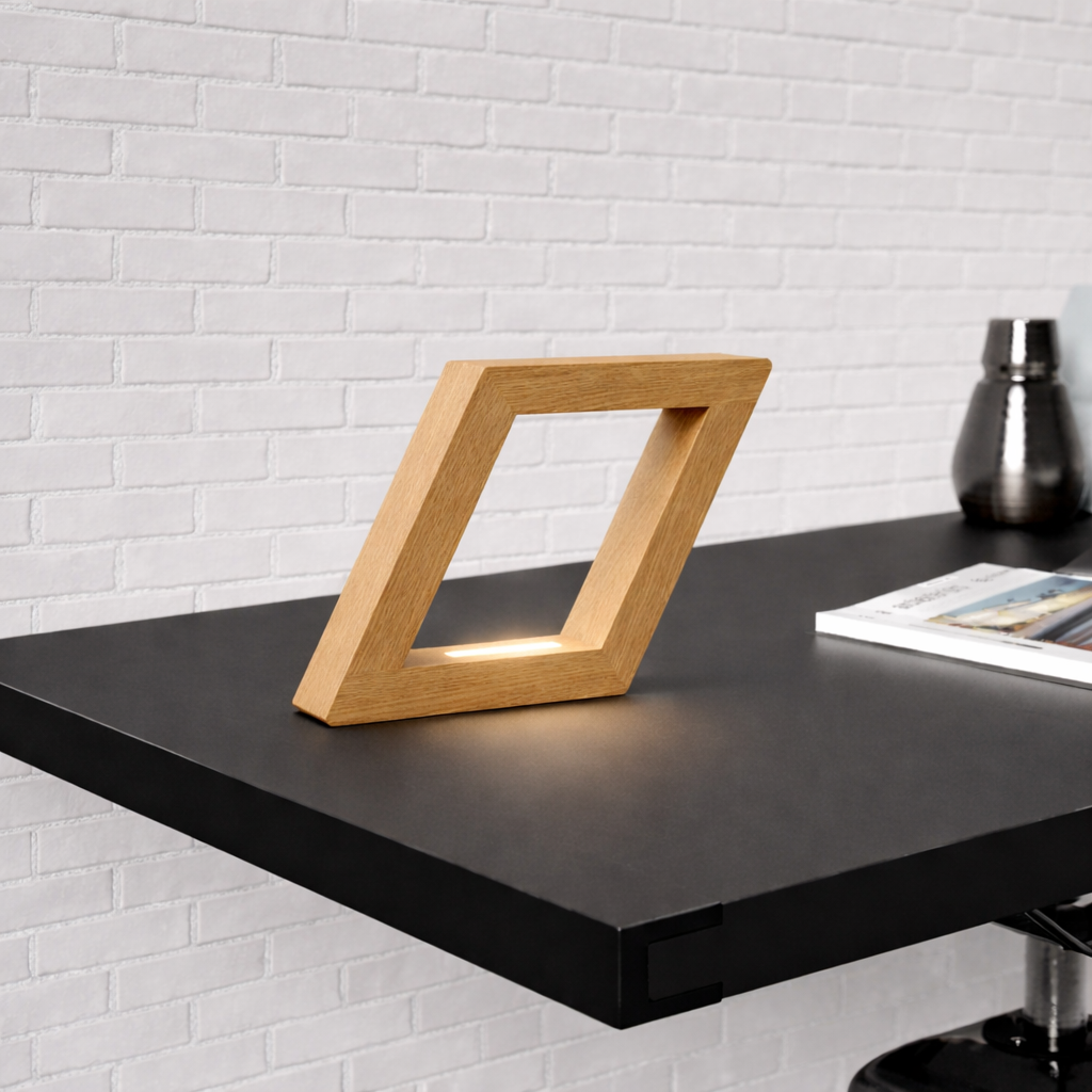 Handcrafted Oak Rotatable Square Wooden LED Desk Lamp