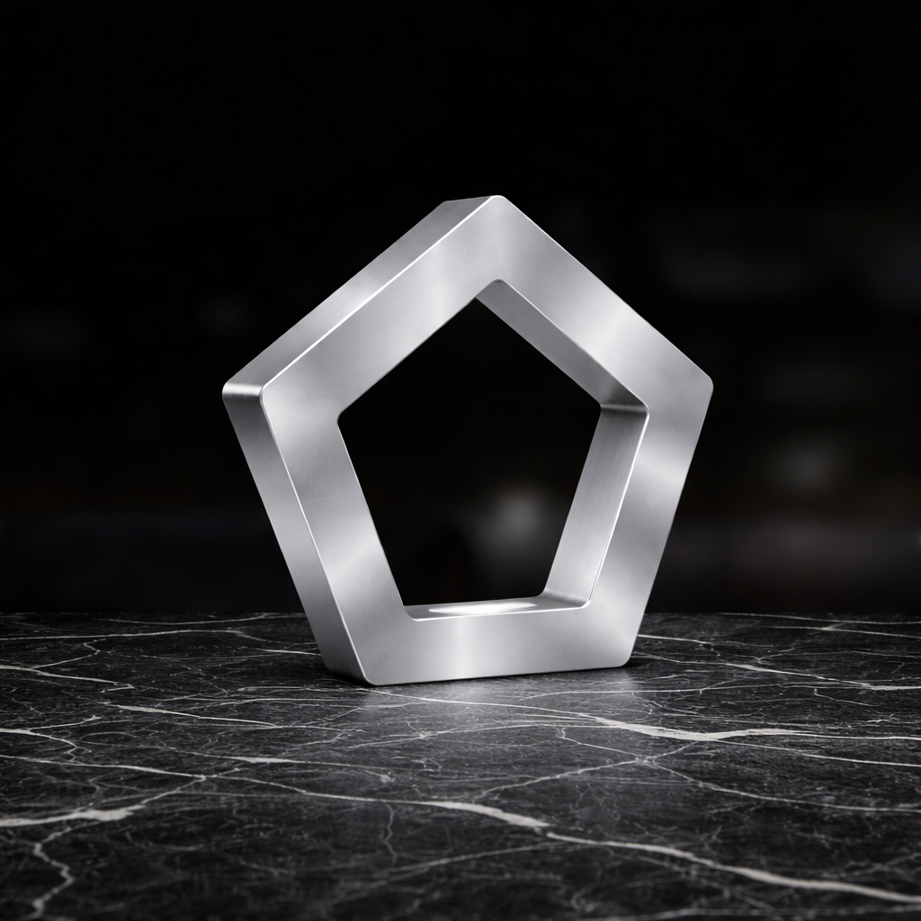 Silver Finish Handcrafted Oak Pentagon Wooden LED Lamp