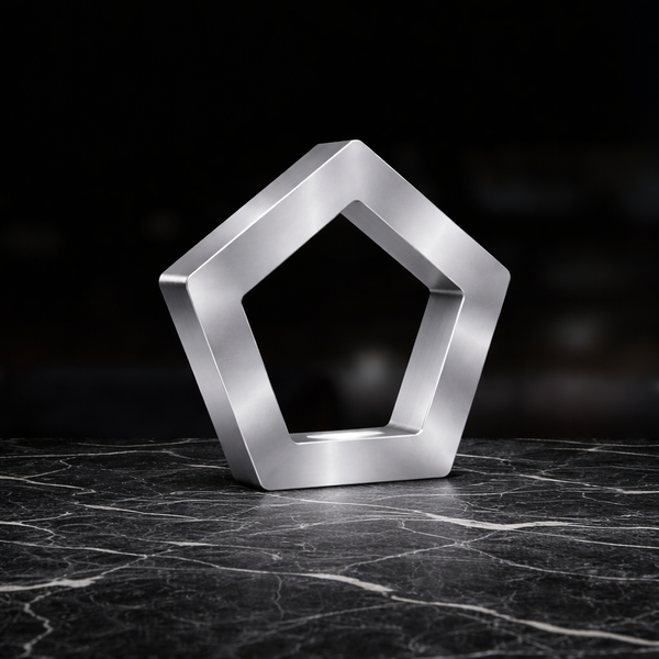 Silver Finish Handcrafted Oak Pentagon Wooden LED Lamp