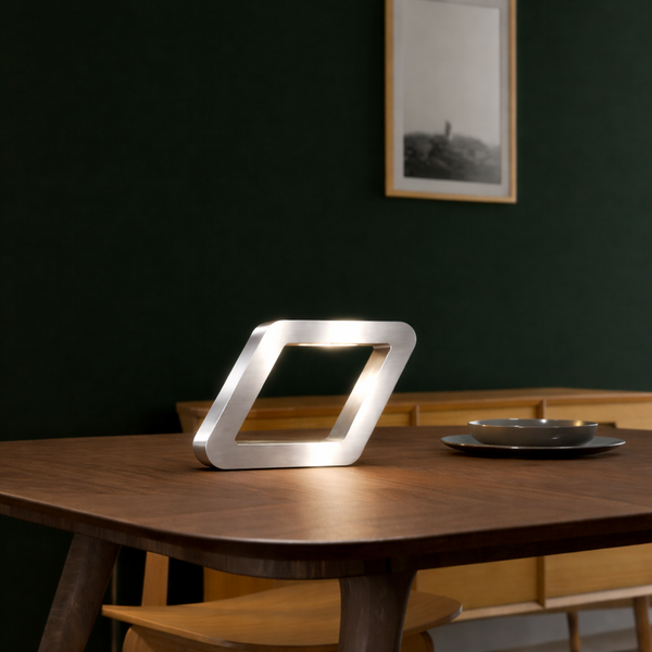 Silver Finish Handcrafted Oak Rotatable Square Wooden Lamp