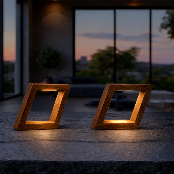 Handcrafted Walnut Rotatable Square Wooden LED Lamp