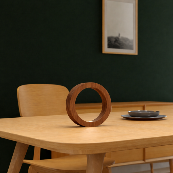 Handcrafted Walnut Rotatable Circle LED Wooden Desk Lamp