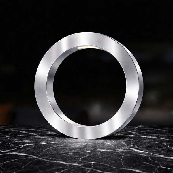 Silver Finish Handcrafted Wooden Oak Rotatable Circle Lamp