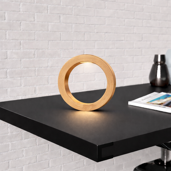 Handcrafted Wooden Oak Rotatable Circle Lamp