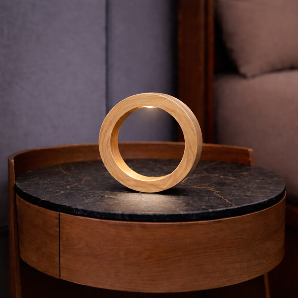 Handcrafted Wooden Oak Rotatable Circle Lamp