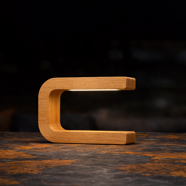 Handcrafted Oak Rotatable U-Shape Curved Lamp